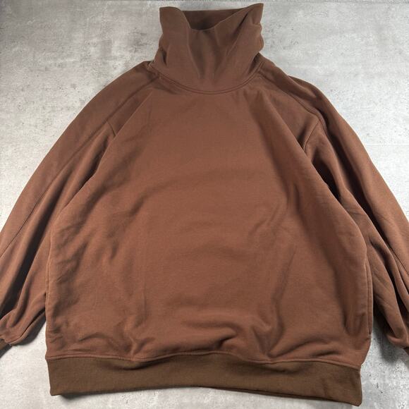 Brown oversized mock neck sweatchirt with pockets size XL - Picture 1 of 5
